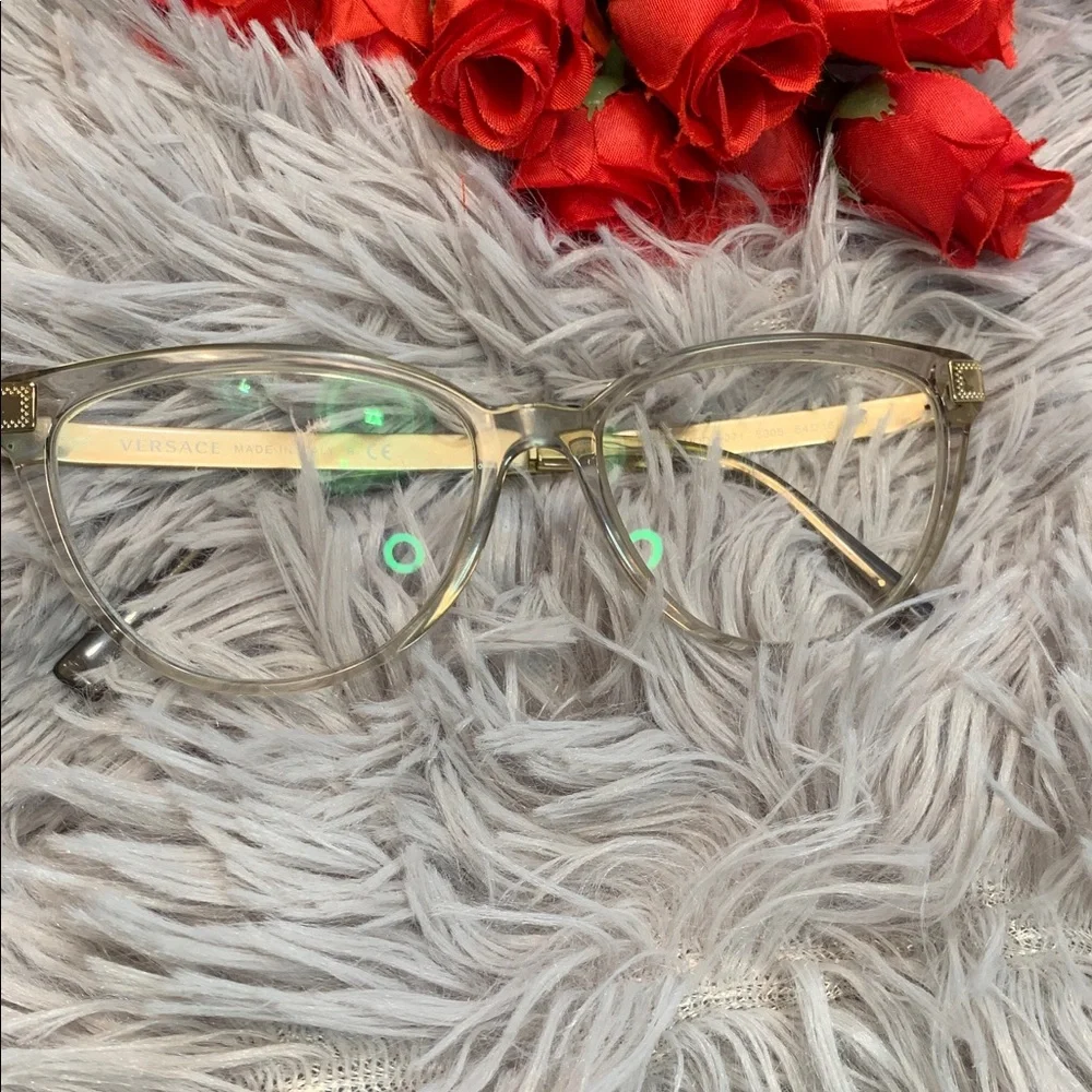 🌹VINTAGE Versace • Women's Clear Cat-Eye Optical Glasses - Clear Gold RX Frames